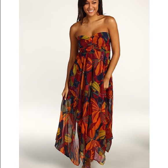 Roxy Sea Siren Maxi Chiffon Strapless Dress - Picture 4 of 9